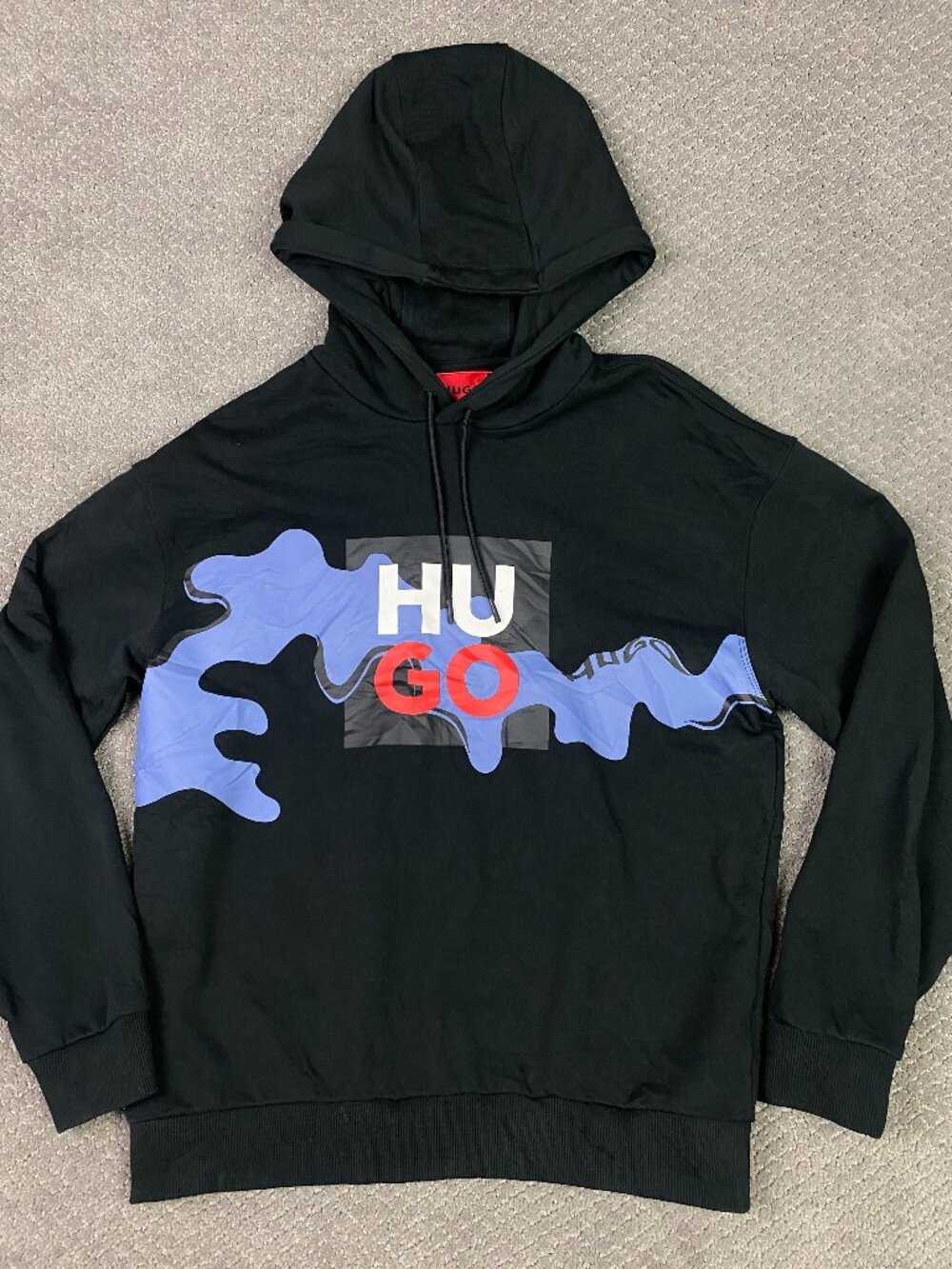Hugo Boss Red Label Hoodie Mens Small Black Dalcon Camo Abstract Graphic